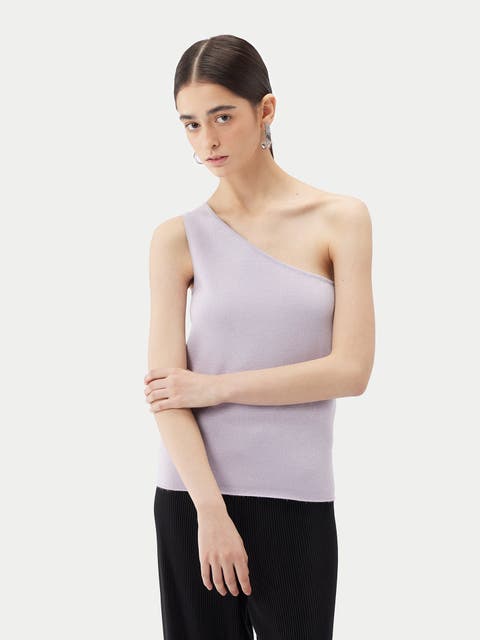 Cashmere Silk Sleeveless Asymmetric Top