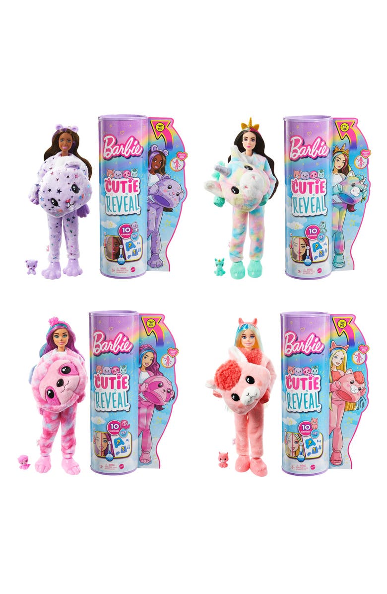 Mattel Barbie<sup>®</sup> Cutie Reveal<sup>™</sup> Doll with Plush Costume & 10 Surprises, Main, color,