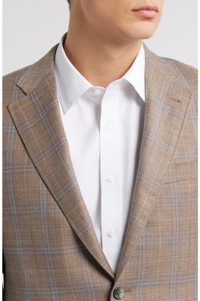 Kei Trim Fit Plaid Super 130s Wool Sport Coat, Alternate, color, BROWN