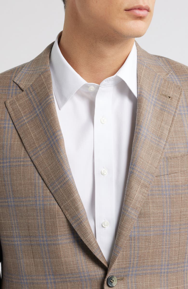 Canali Kei Trim Fit Plaid Super 130s Wool Sport Coat, Alternate, color, 