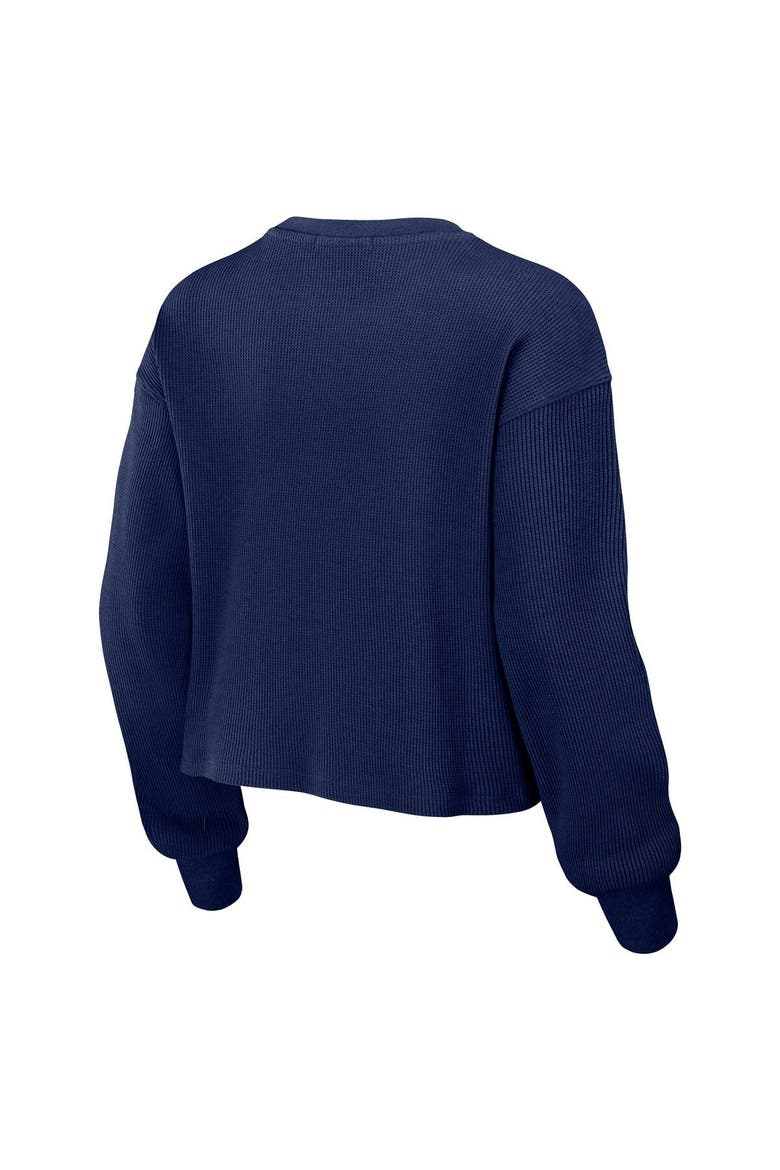 Women's WEAR by Erin Andrews Navy Seattle Seahawks Waffle Knit Long Sleeve T-Shirt & Shorts Lounge Set, Alternate, color, Navy