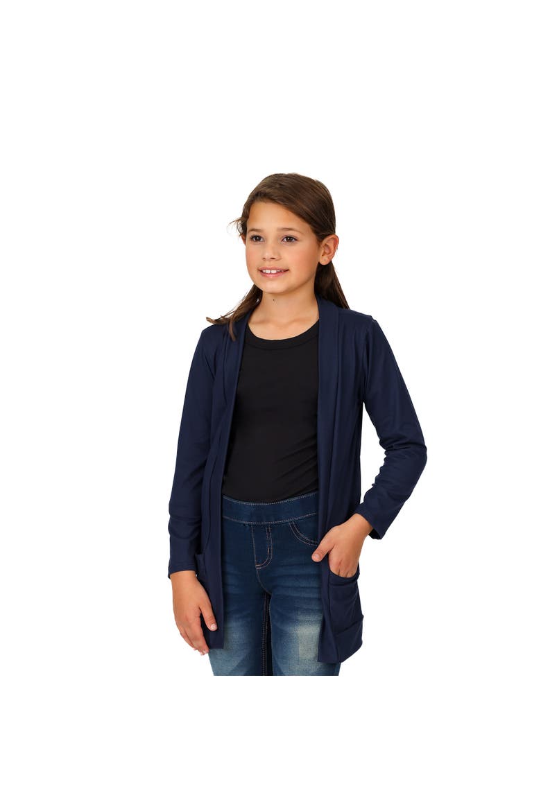 Open Front Long Sleeve Pocket Cardigan, Main, color, Navy