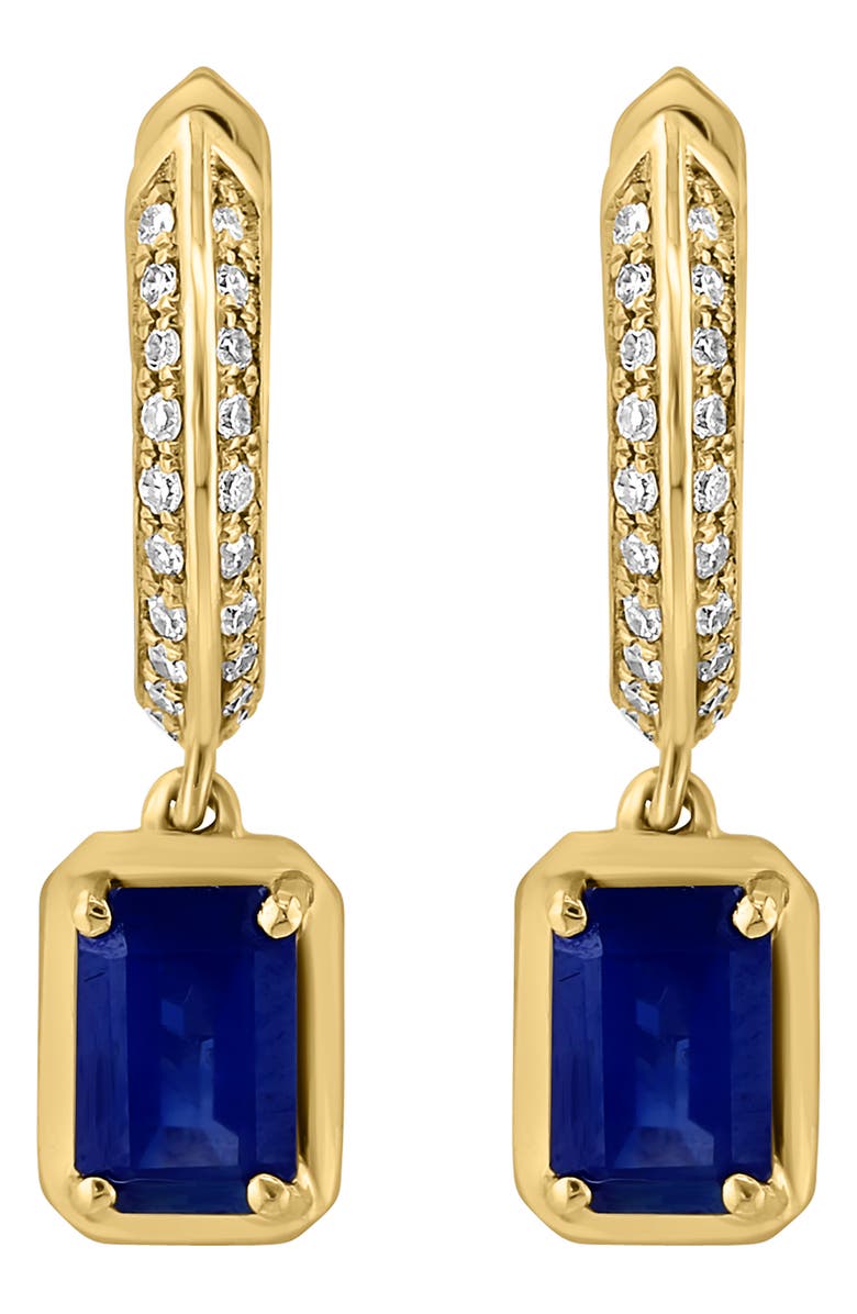 EFFY 14K Yellow Gold, Diamond & Sapphire Hoop Earrings, Alternate, color, 