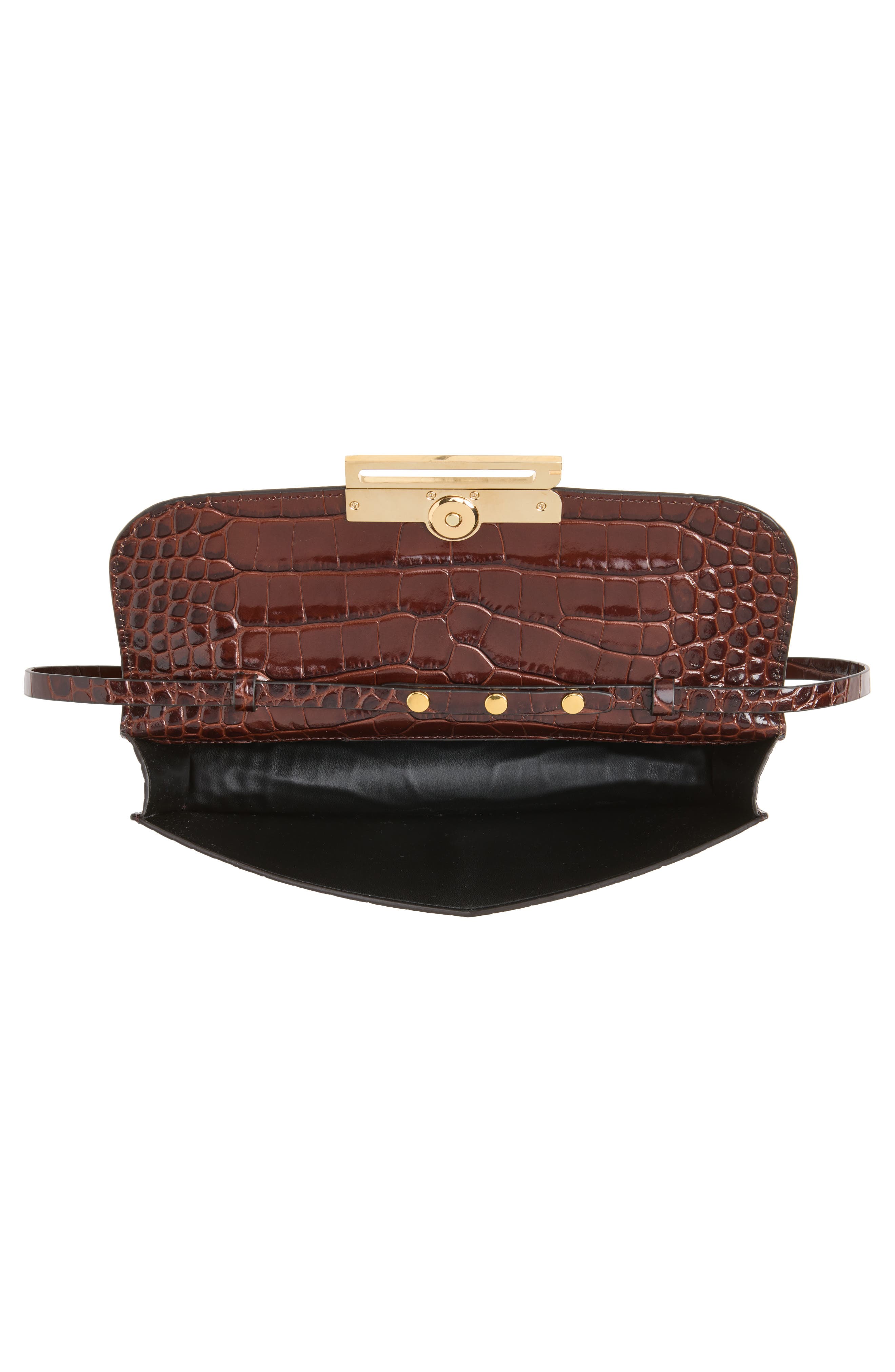Dorian Leather East/West Clutch, Alternate, color, DARK BROWN