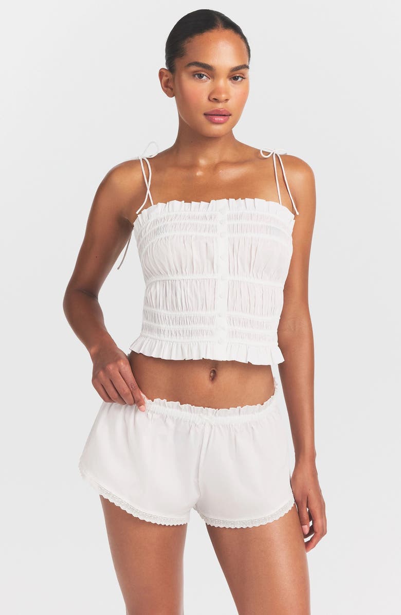 SKIMS Poplin Apparel Shorts, Alternate, color, Snow