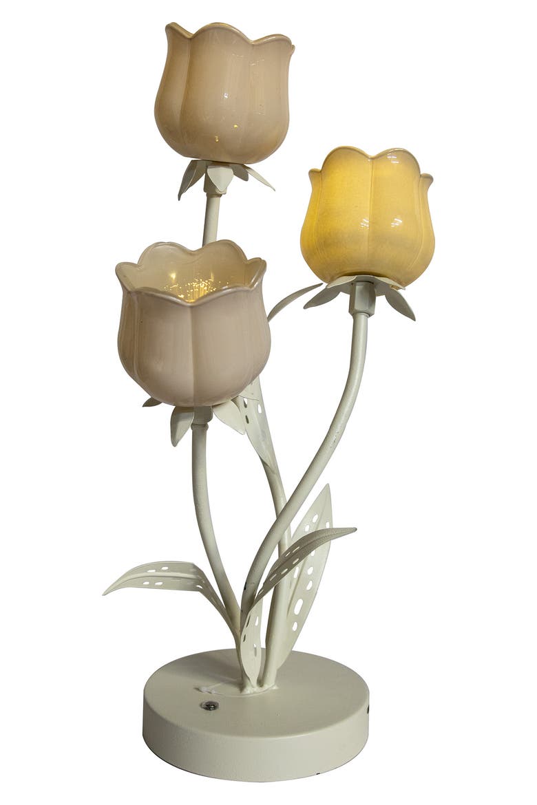 3-Flowers LED Rechargeable Table Lamp, Main, color, WHITE