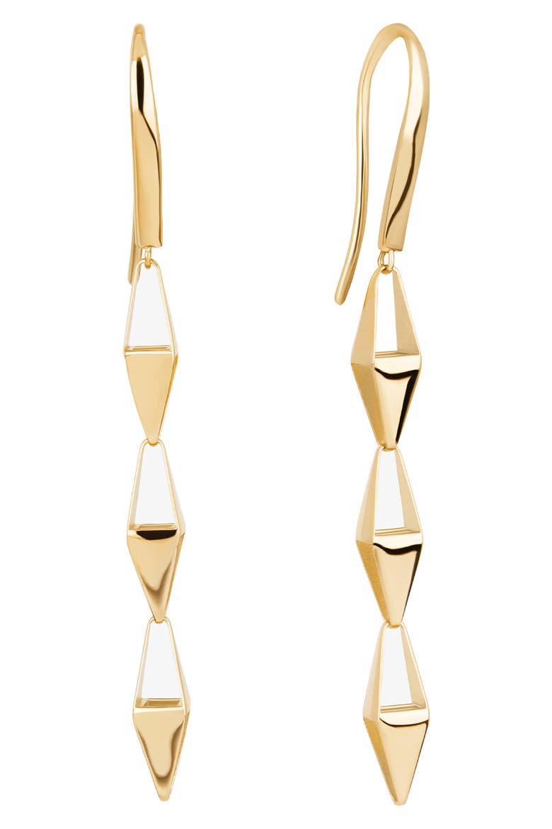 14K Gold Laser 3D Kite Chain Linear Earrings, Main, color, GOLD