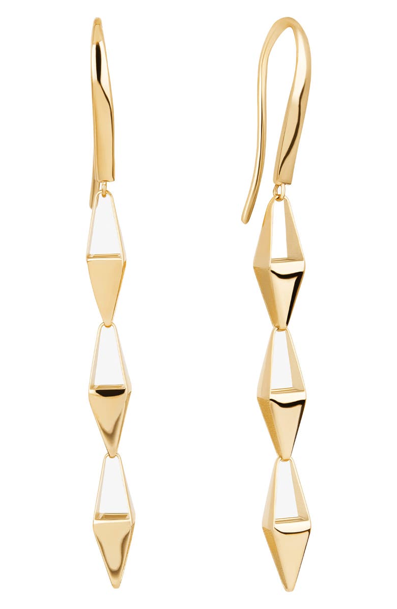 LANA 14K Gold Laser 3D Kite Chain Linear Earrings, Main, color, Gold