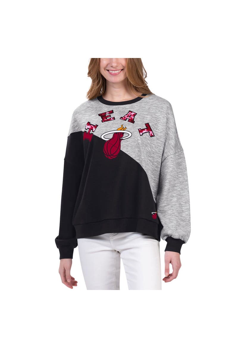 Women's G-III 4Her by Carl Banks Black Miami Heat Benches Split Pullover Sweatshirt, Alternate, color, Black