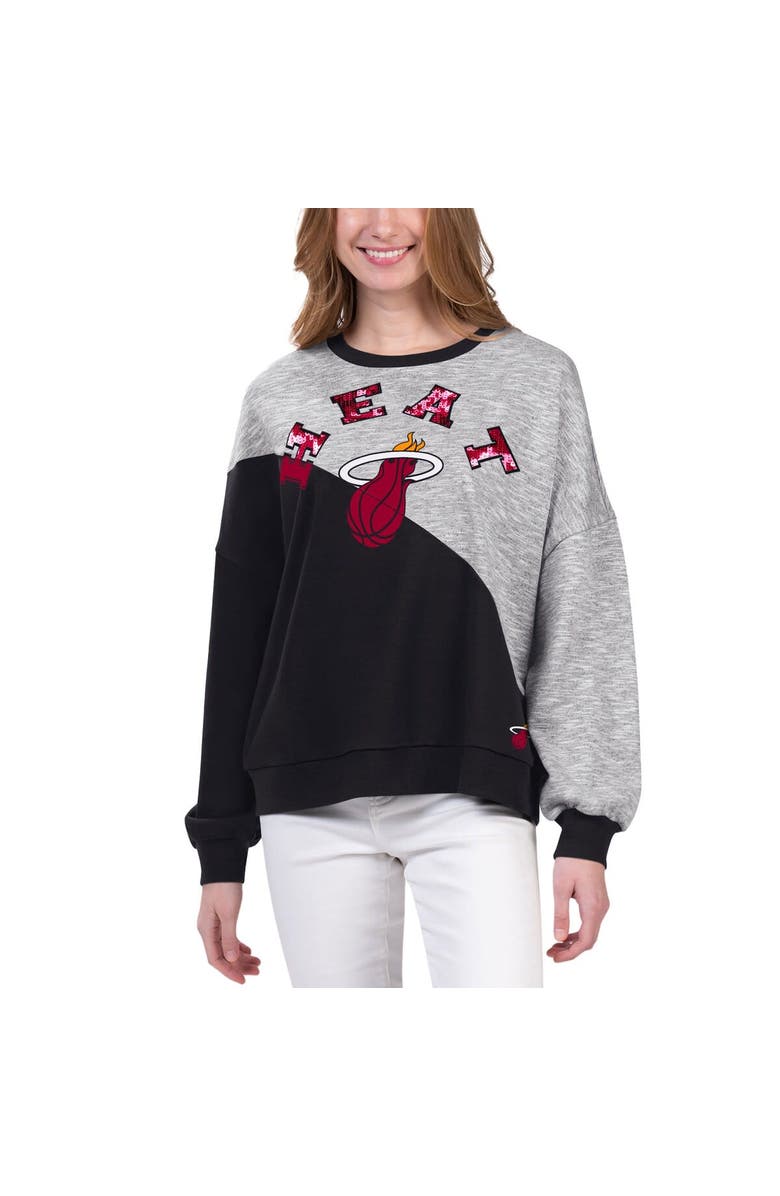 G-III 4HER BY CARL BANKS Women's G-III 4Her by Carl Banks Black Miami Heat Benches Split Pullover Sweatshirt, Alternate, color, Black