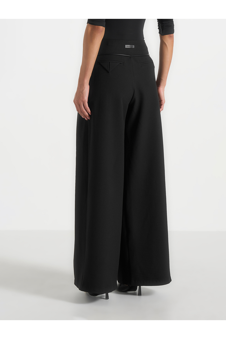 Flora Box Pleat Wide Leg Belted Trousers, Alternate, color, Black