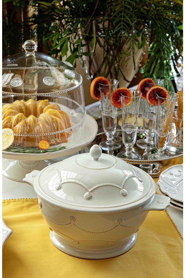 Berry & Thread Ceramic Casserole Dish with Lid, Alternate, color, WHITEWASH