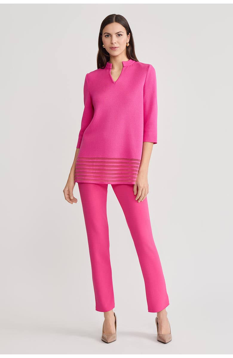 Ming Wang Relaxed Burnout Hem Soft Knit Tunic, Alternate, color, Carmine Rose