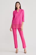 Ming Wang Relaxed Burnout Hem Soft Knit Tunic