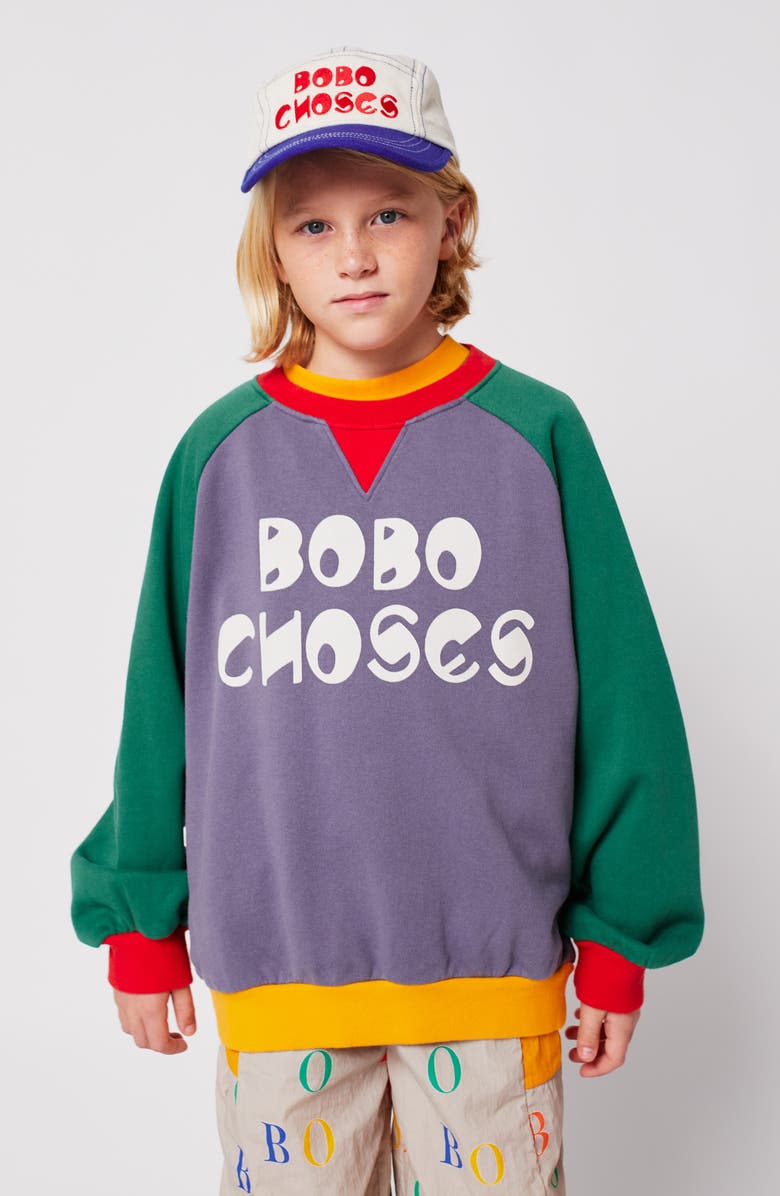 Bobo Choses Colorblock Organic Cotton Sweatshirt, Alternate, color, Grey Multicolor