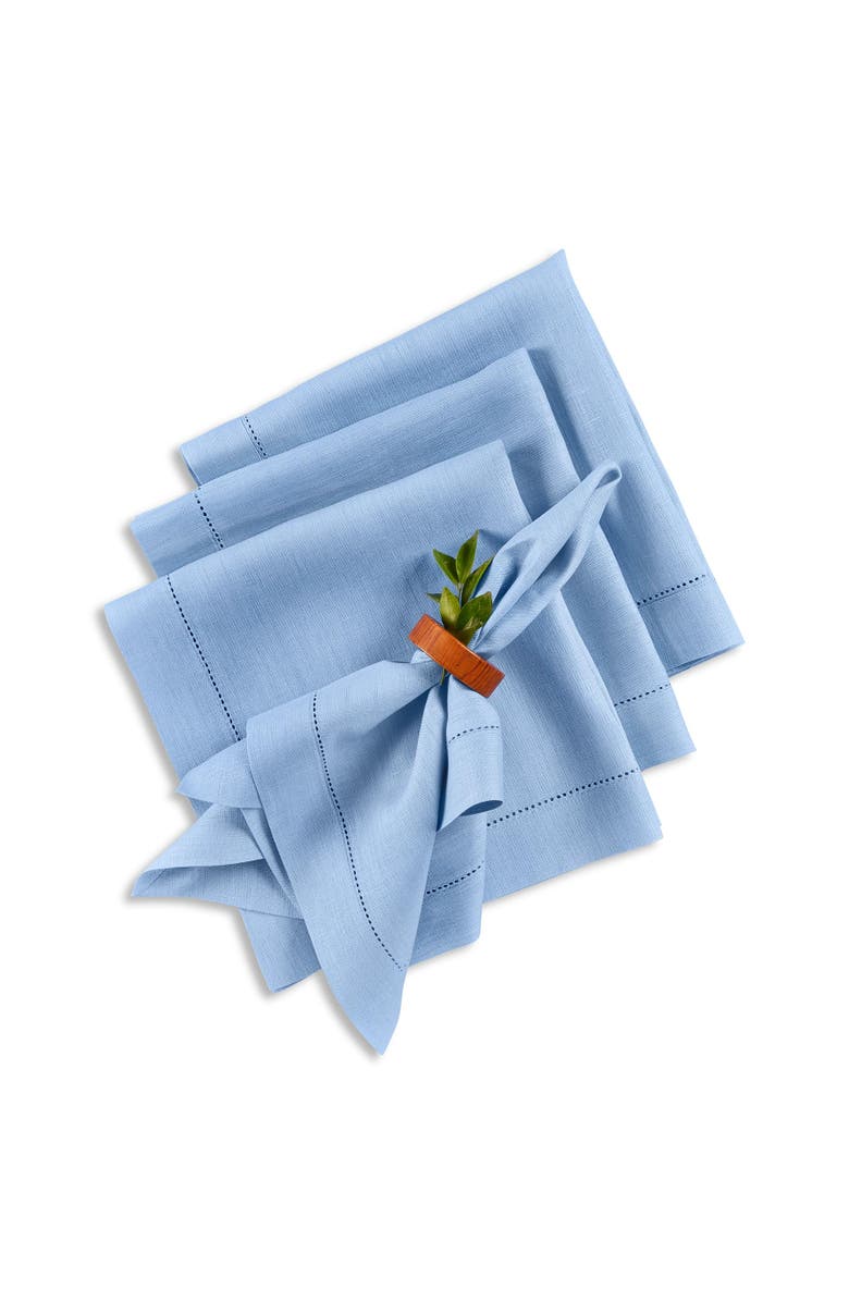 Solino Home Linen Dinner Napkins - Classic Hemstitch, Main, color, Cornflower Blue
