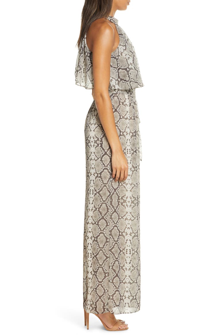 Halter Tie Waist Jumpsuit, Alternate, color, ANIMAL