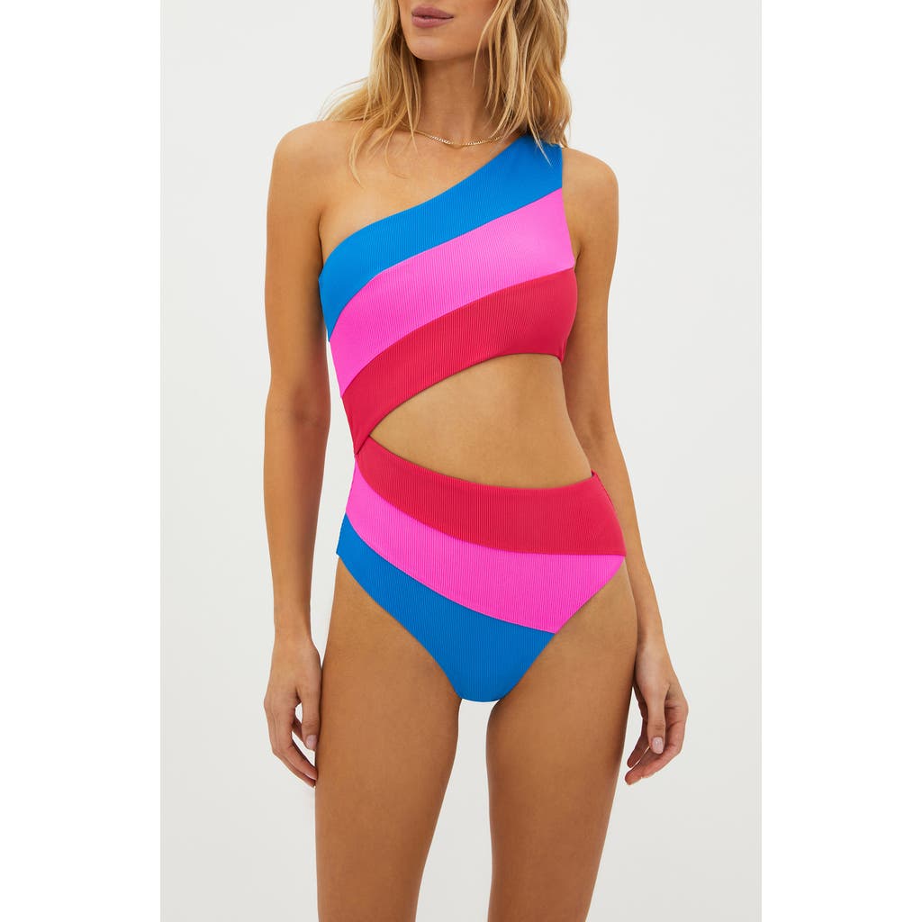 Beach Riot Joyce Stripe Cutout One-piece Swimsuit In Multi