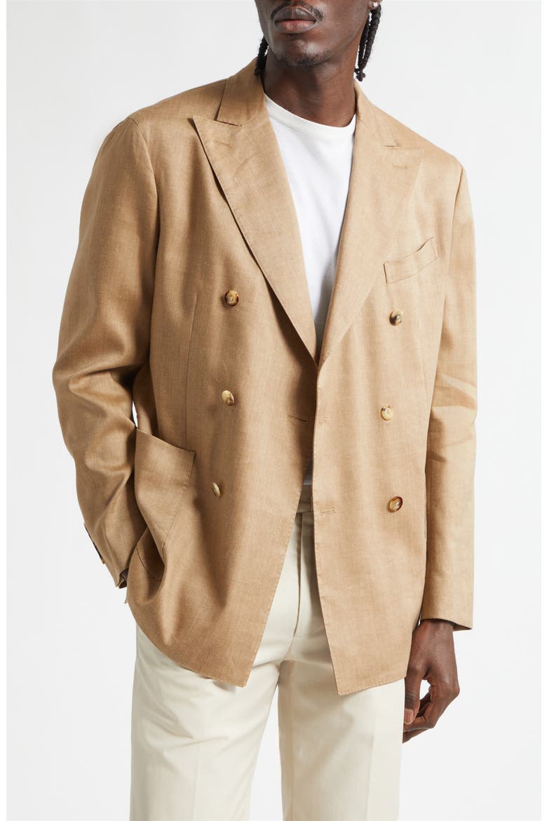 K-Jacket Double Brested Tan Linen & Wool Sport Coat, Main, color, SIENNA