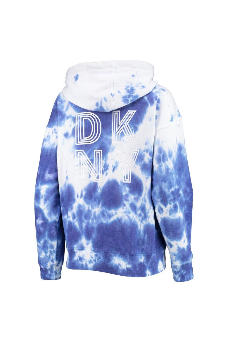 Women's DKNY Sport White/Royal Chicago Cubs Dakota Tie-Dye Half-Zip Hoodie, Alternate, color, White