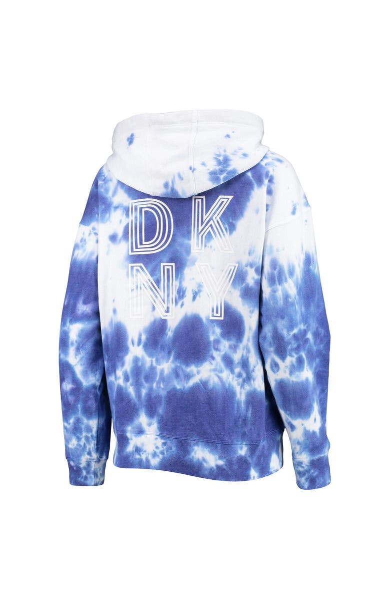 DKNY SPORT Women's DKNY Sport White/Royal Chicago Cubs Dakota Tie-Dye Half-Zip Hoodie, Alternate, color, White