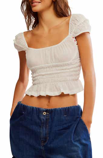 Free People Sweet On You Smocked Crop Top
