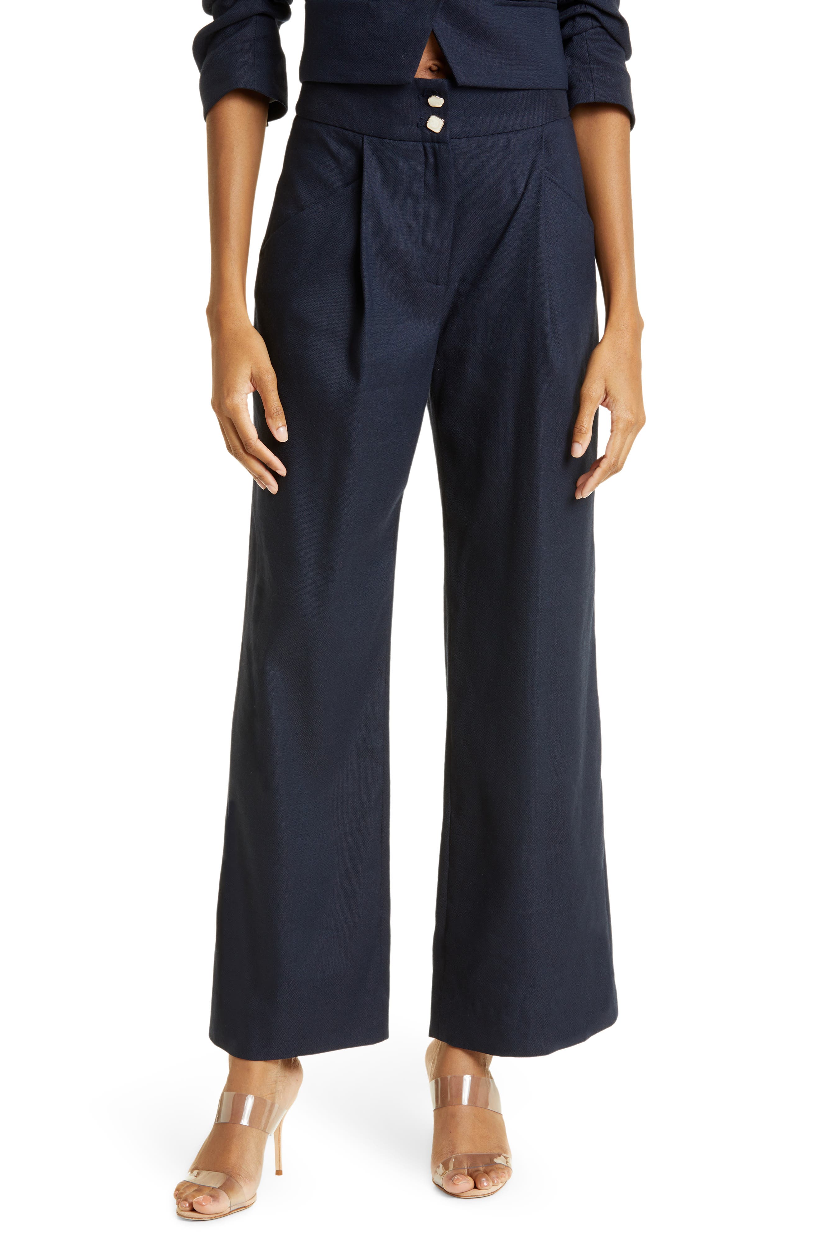 Veronica Beard Kuna Linen Blend Flare Pants