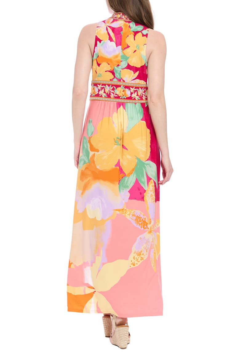 V-Neck Sleeveless Maxi Dress, Alternate, color, ROSE RED/ GOLD