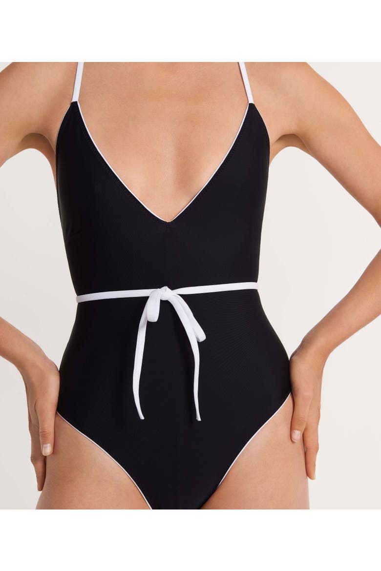 The Reversible Tie Back One Piece, Alternate, color, Black/White