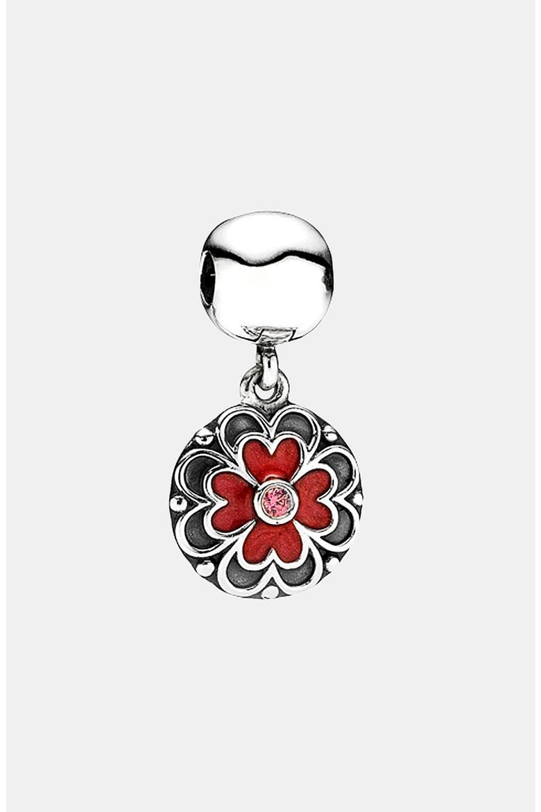 Dogwood Dangle Charm, Main, color, SILVER/ RED