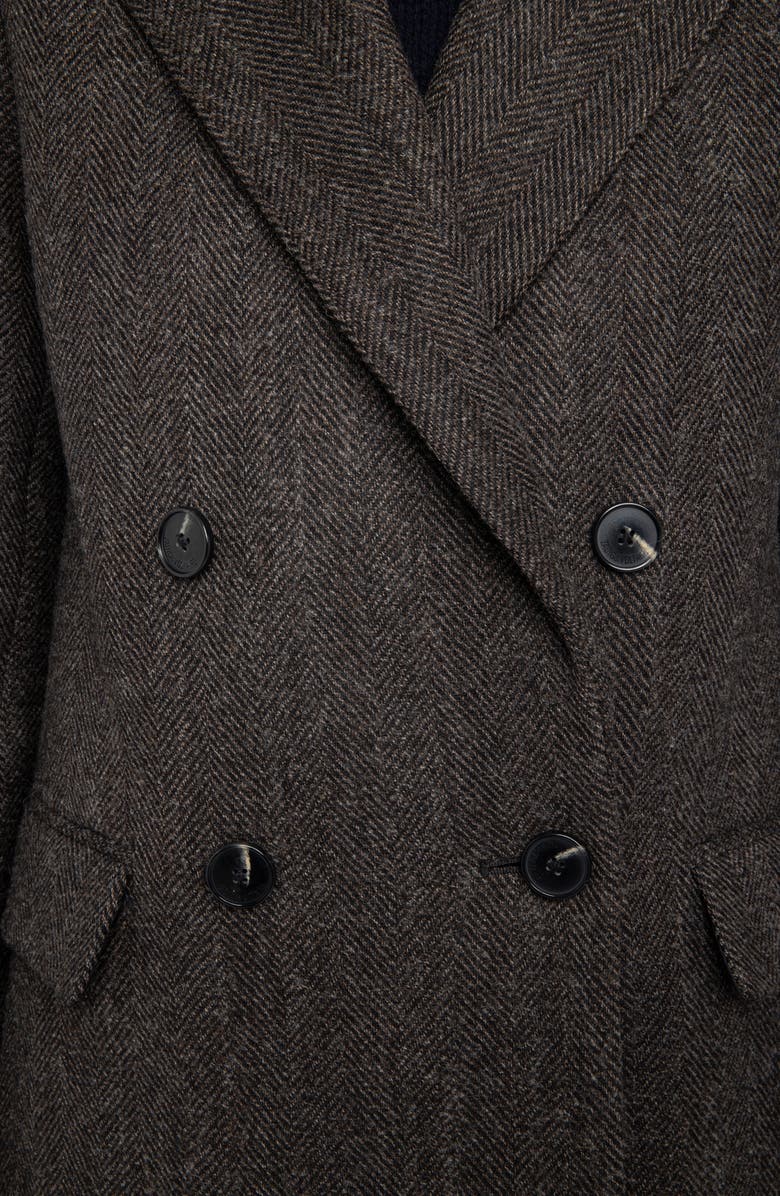 Zadig & Voltaire Miew Chevron Double Breasted Wool Blend Blazer, Alternate, color, Dark Chocolate