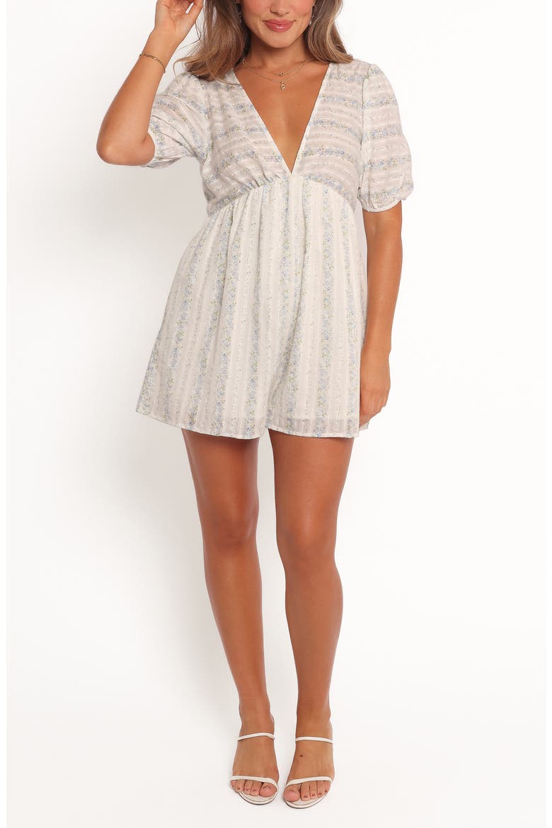Aisley Print Romper, Main, color, WHITE