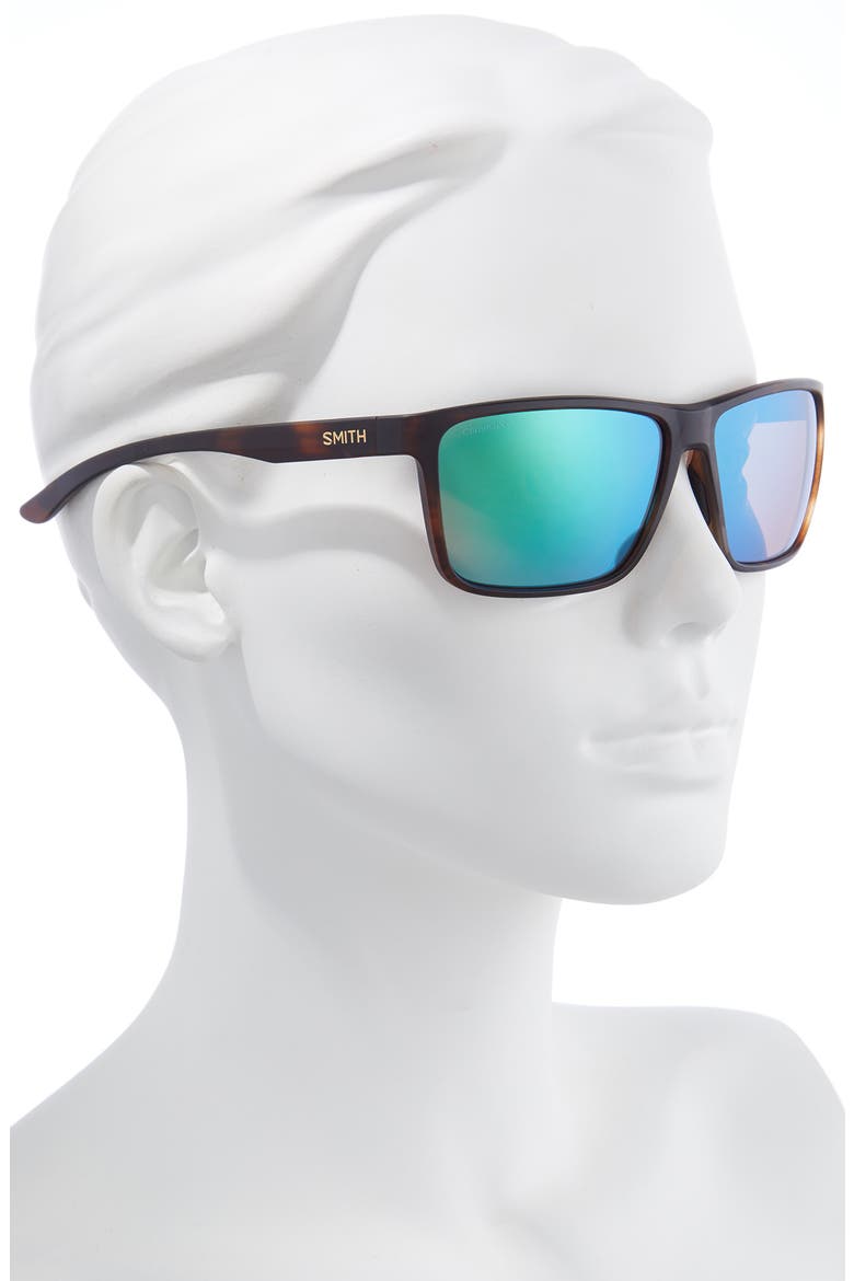 Riptide 61mm Polarized Sport Square Sunglasses, Alternate, color, MATTE TORTOISE / CHROMAPOP GLASS POLARIZED GREEN MIRROR
