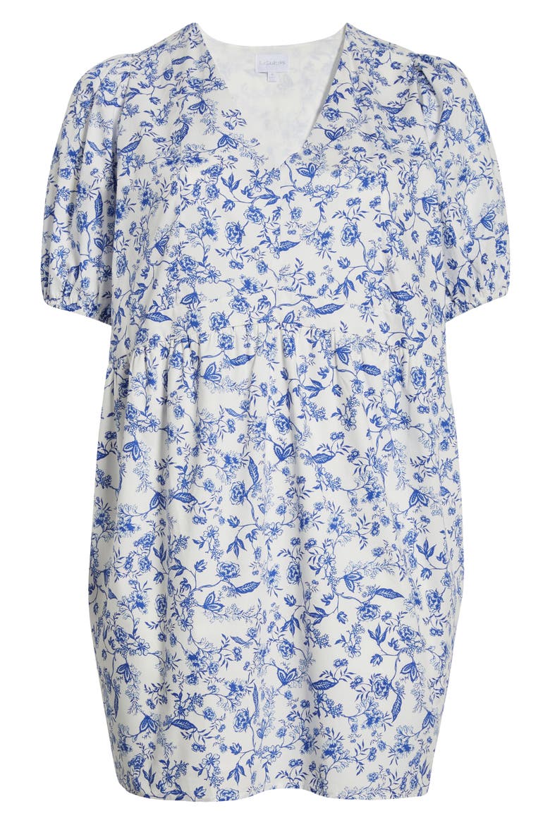 Kearney Floral Jerome Cotton Babydoll Dress, Alternate, color, WHITE/ BLUE/ MULTI