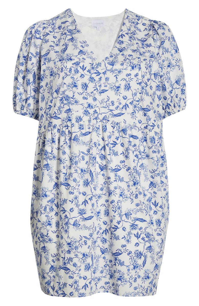 SUGARLIPS Kearney Floral Jerome Cotton Babydoll Dress, Alternate, color, White/ Blue/ Multi