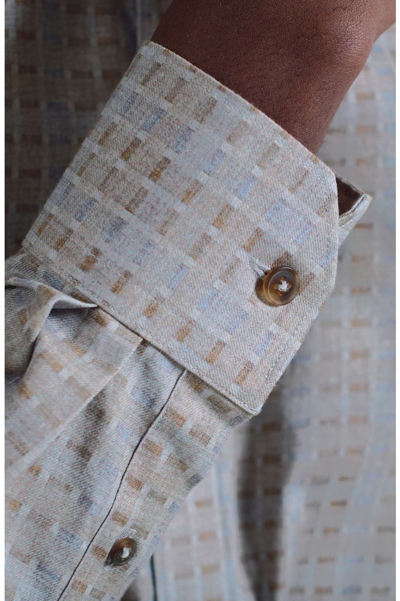 Axel Trim Fit Geo Print Cotton Button-Up Shirt, Alternate, color, TAUPE