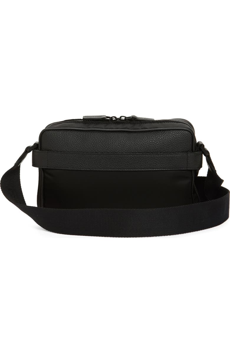 FERRAGAMO Twins Mixed Media Leather & Nylon Shoulder Bag, Alternate, color, Nero