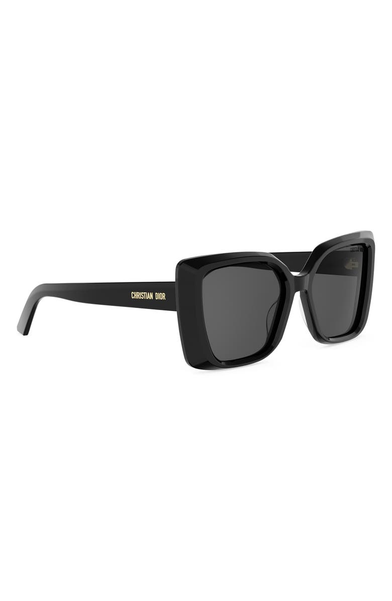 DIOR Midnight S5I 55mm Square Sunglasses, Alternate, color, Shiny Black / Smoke