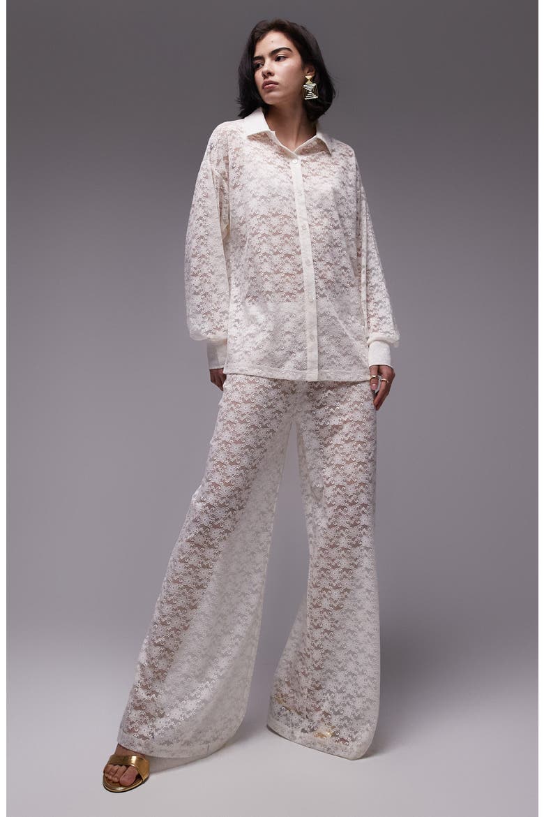 Oversize Lace Shirt, Alternate, color, CREAM