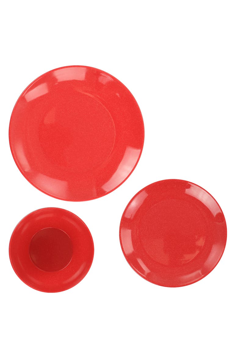 12 Piece Melamine Dinnerware Set in Red, Alternate, color, Red