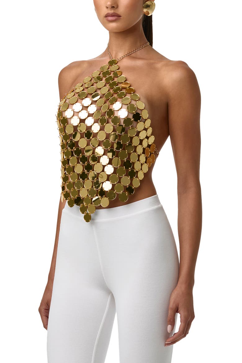 Chain Link Mesh Sequin Top, Alternate, color, HIGH POLISH GOLD