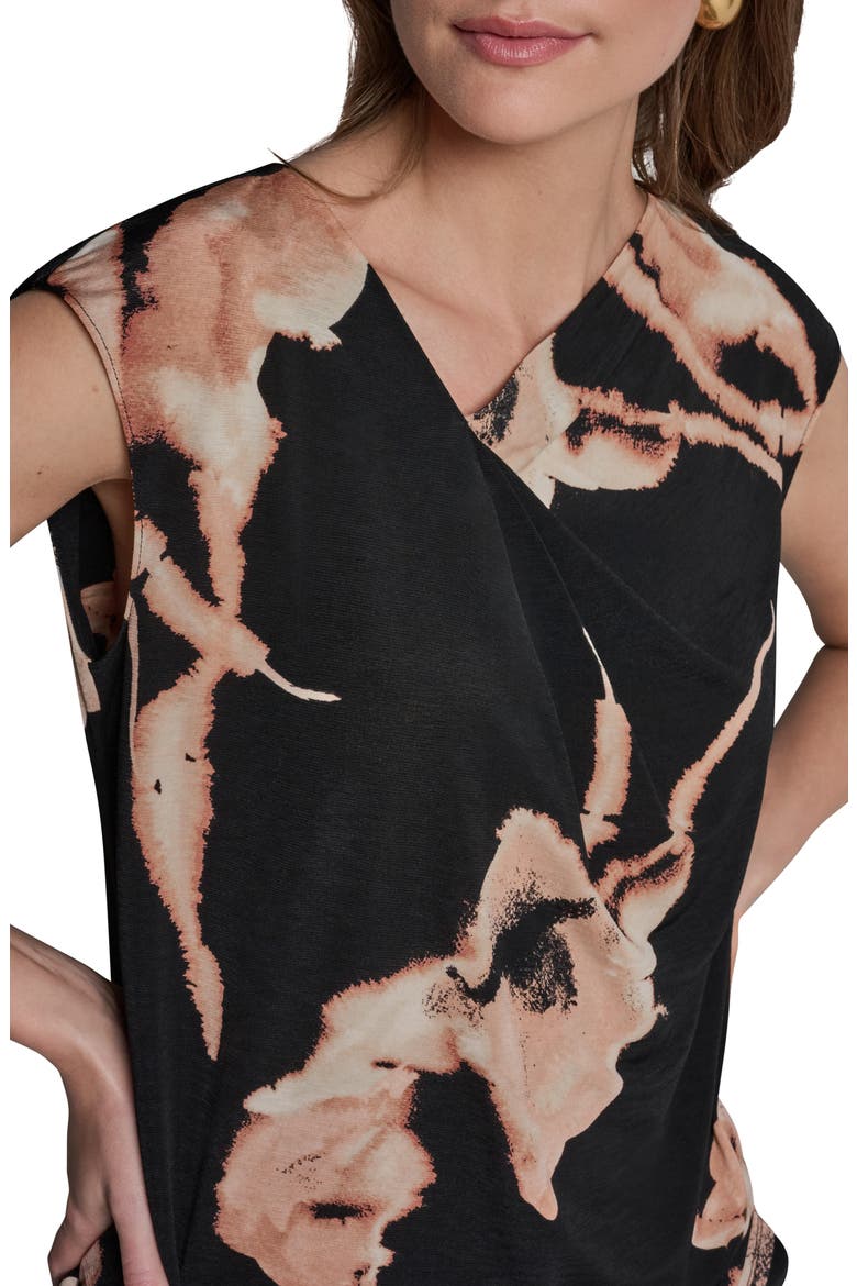 Floral Asymmetric Neck Top, Alternate, color, BLACK MULTI