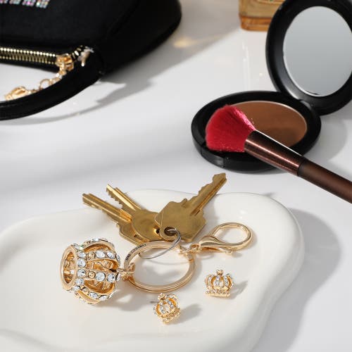 Juicy Couture Crystal Crown Keychain & Earring Set In Gold