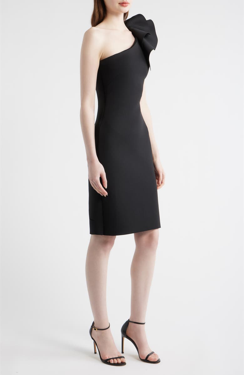 Anne Klein Asymmetric Ruffle One-Shoulder Sheath Cocktail Dress, Alternate, color, Anne Black