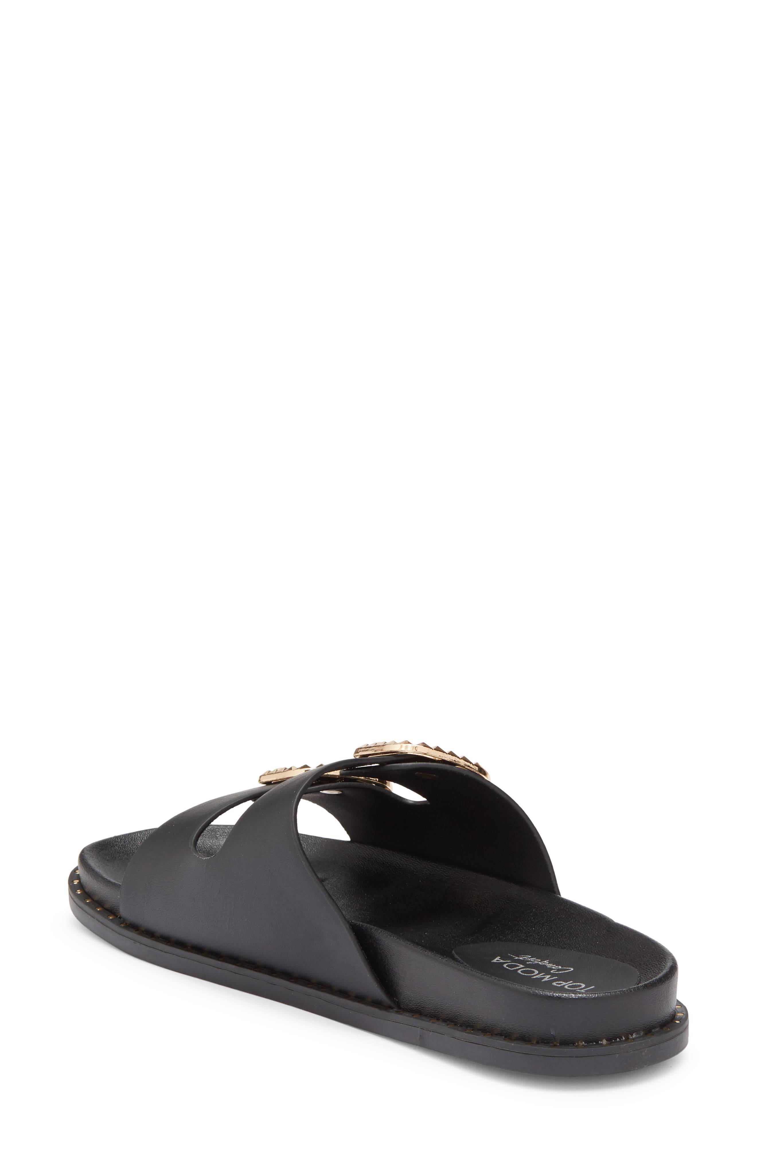 TOP MODA Sailor Double Strap Slide Sandal, Alternate, color, Black
