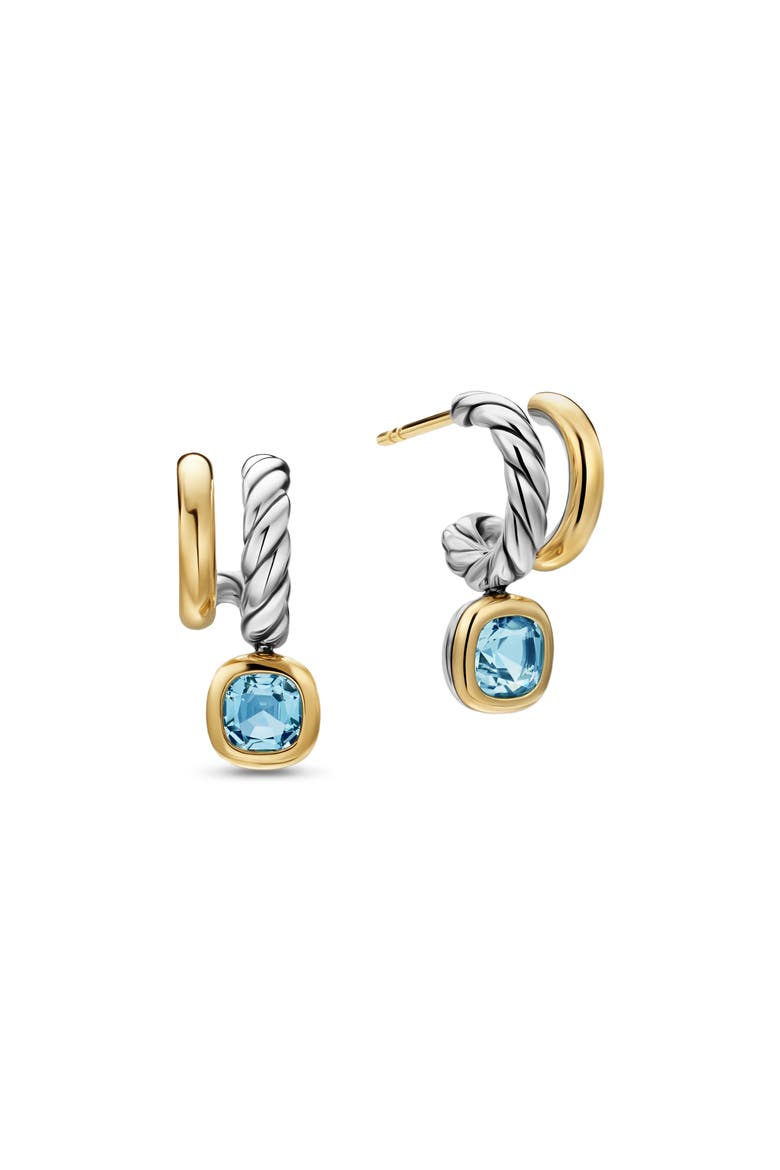 Mercer® Color Two-Row Drop Earrings, 19.5mm, Alternate, color, SKY BLUE TOPAZ