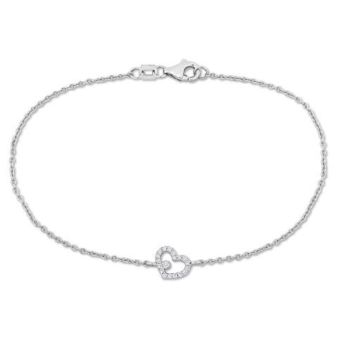 Diamond Heart Bracelet 14k White Gold