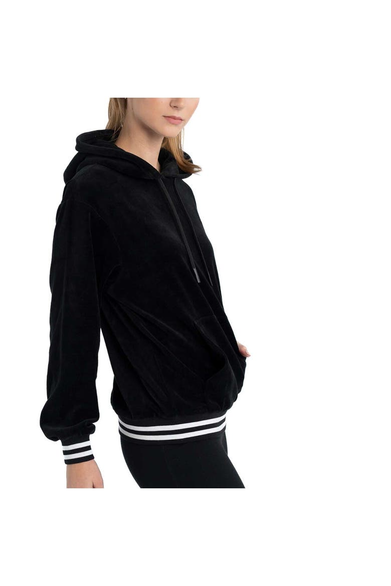 Women's Lusso Black Phoenix Suns Nellie Oversized Velour Pullover Hoodie, Alternate, color, Black
