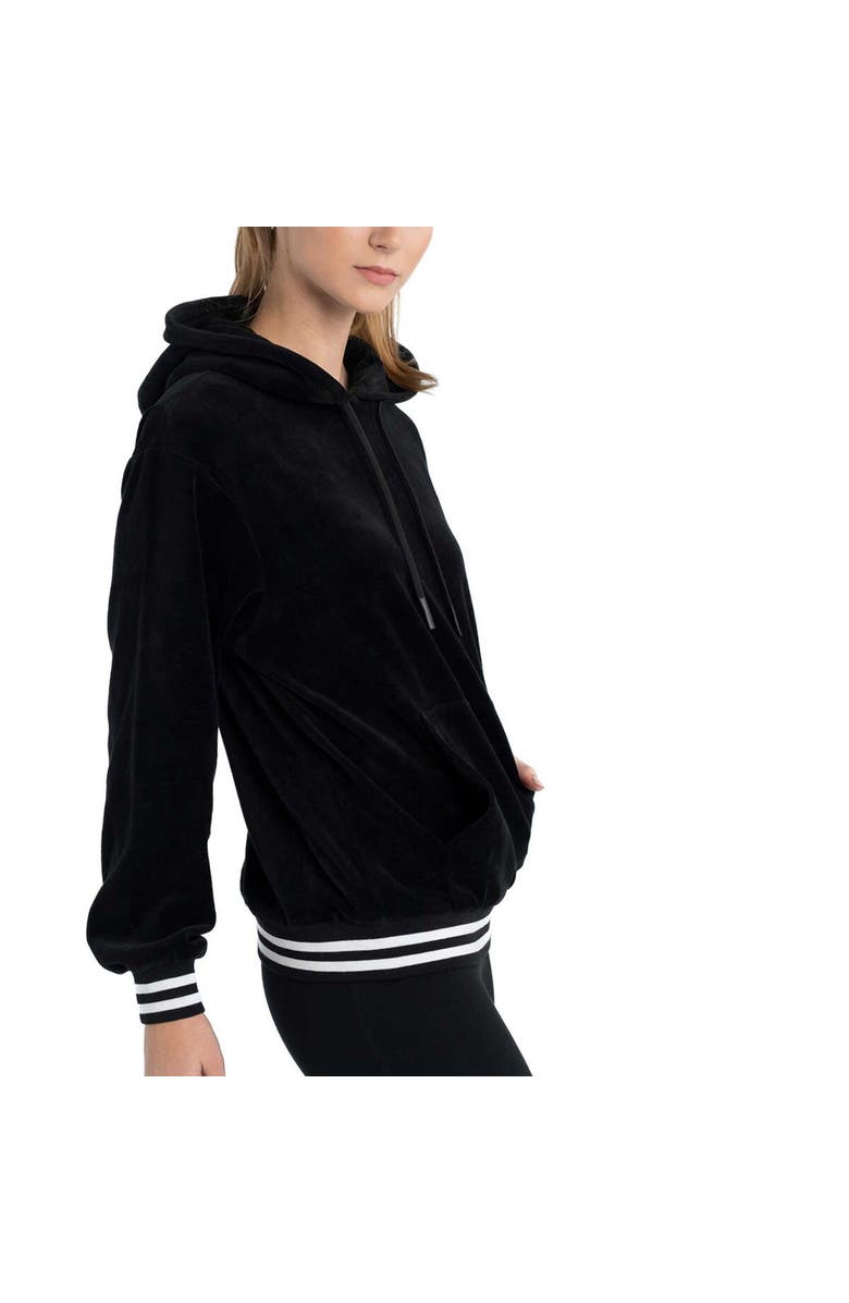 LUSSO Women's Lusso Black Phoenix Suns Nellie Oversized Velour Pullover Hoodie, Alternate, color, Black