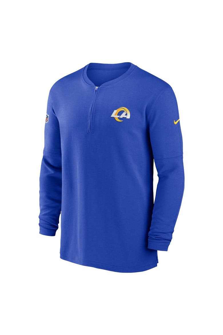 Men's Nike  Royal Los Angeles Rams 2023 Sideline Performance Long Sleeve Tri-Blend Quarter-Zip Top, Alternate, color, Royal